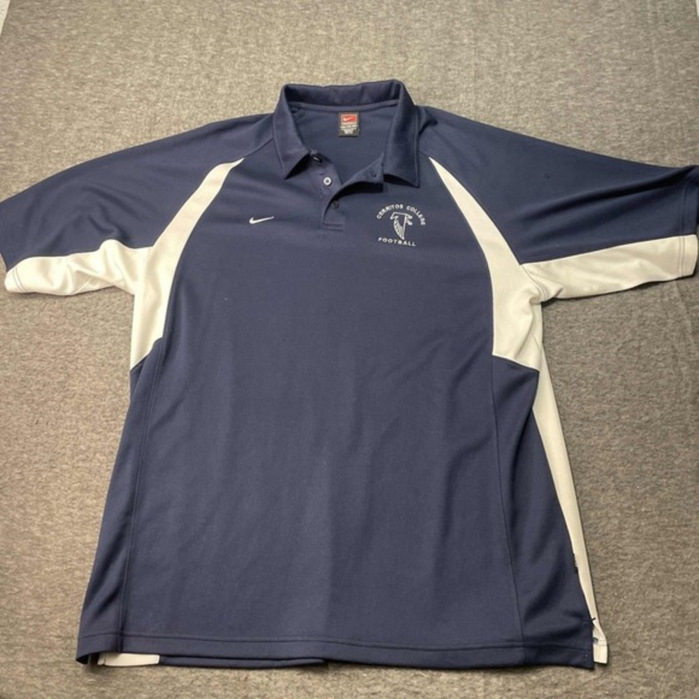 Nike Golf Polo Shirt Mens 2XL White Blue DRI-FIT Two-Tone Athletic